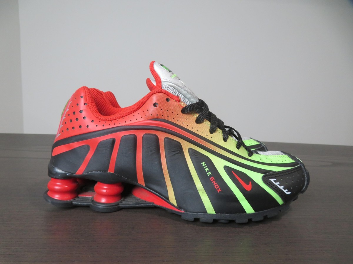 Nike Shox R4 Neymar Shoes Mens Size 5 Black Volt Red Running Retro