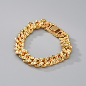 Authentic Chunky Textured Cuban Chain Bracelet 24K Gold Plated
