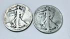 WALKING LIBERTY HALF DOLLAR LOT OF 2 - 90% SILVER CIRCULATED COINS #8633