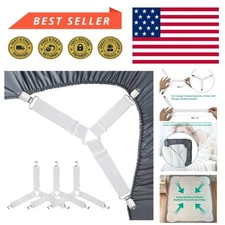 Heavy-Duty Bed Sheet Holder Straps - 2 Sets of 8 Fasteners for Secure Bedding