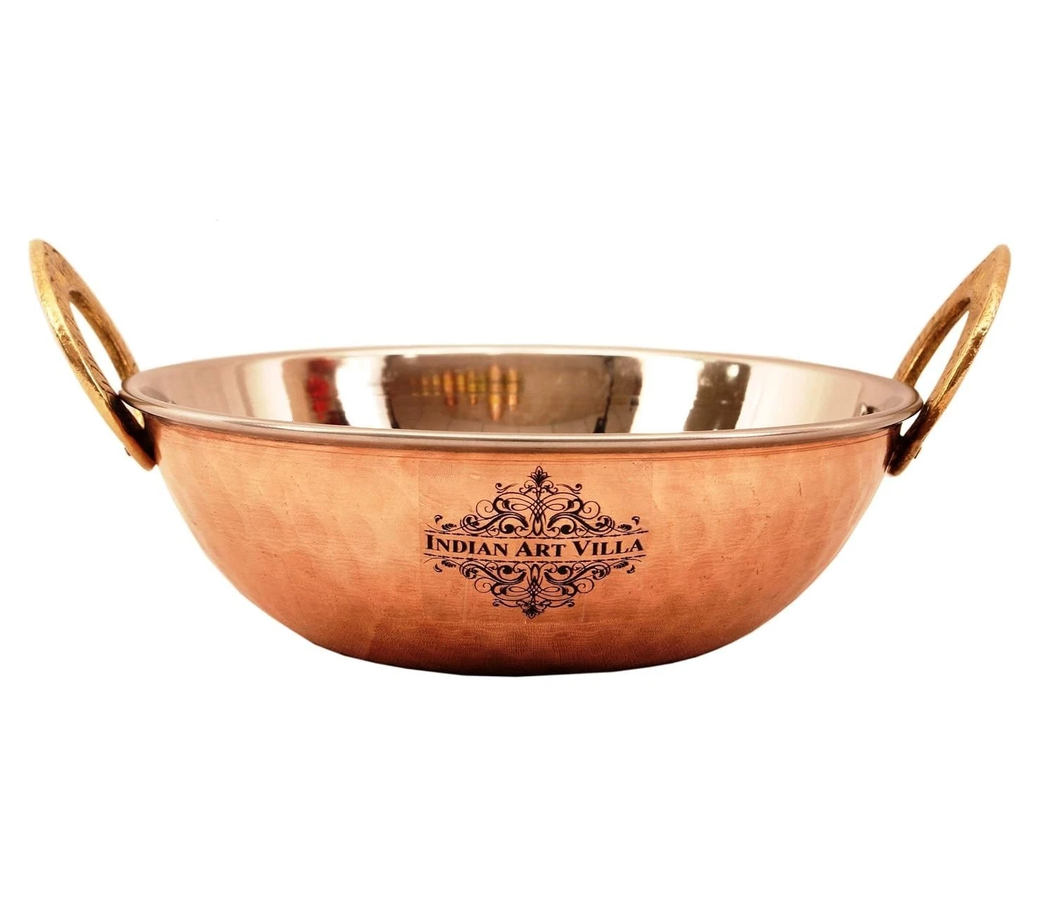 Steel Copper Kadai Kadhai Wok Bowl, Serving Indian Dishes, Tableware, 750 ML