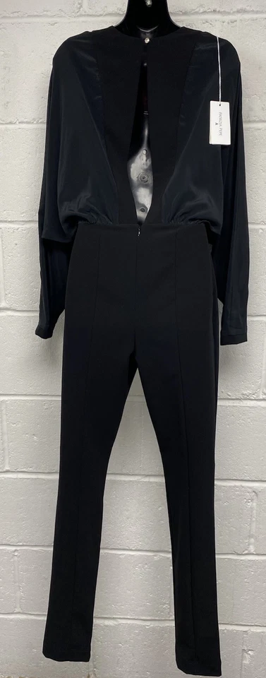 Macacão Patrizia Pepe preto asa de morcego ombro frio tamanho 14 RRP £290 PC - Imagem 3 de 4