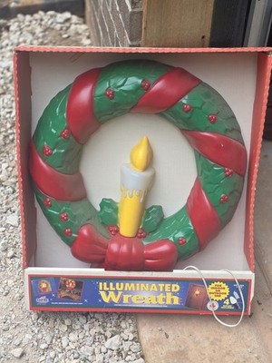 Vintage Empire Lighted Wreath Blow Mold Blowmold Christmas NOS Candle Bow 90's 