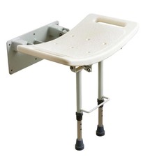 Wall Mounted Folding Down Shower Seat with Adjustable Legs & Gripping Handles