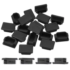 1.5x1 Inch Plastic Tubing End Caps, 20 Pcs Rectangular Hole Plug Insert, Black