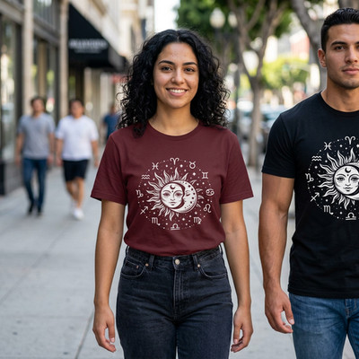 Sun Moon Zodiac Shirt, Celestial Astrology T-Shirt, Zodiac Signs Graphic Tee