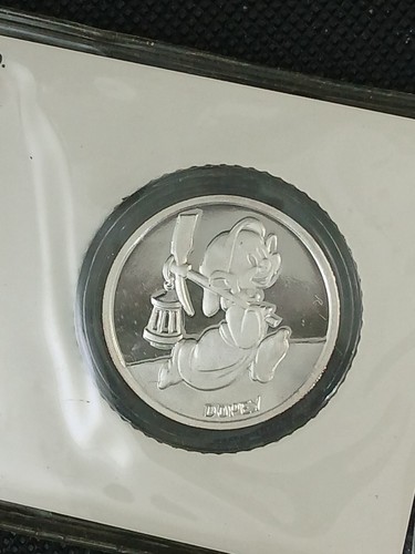 1987 Vintage Disney 1/2 OZ 999 Silver In Assay Pack 50th anniversary DOPEY Rare - Picture 3 of 6