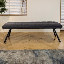 3 Seater Straight Backless Kitchen Dining Bench Seat Grey Velvet 150cm