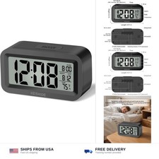 Travel Digital Alarm Clock, Battery Operated with Indoor Temperature, Desk Sm...