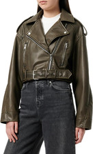 Onlella-Biker in Finta Pelle, Effetto Slavato Giacca Da Motociclista Donna