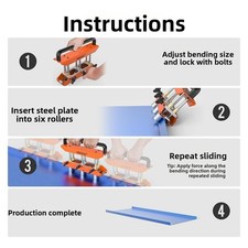 Sheet Metal Bending Tool with 6 Precision Rollers for 0-90 Degree Angle Control