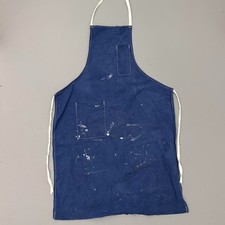 Vintage 60s Painted Denim Apron Cotton Workwear Distressed OSFA