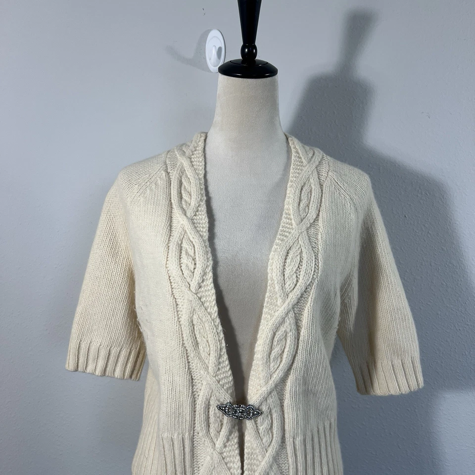 Lauren Ralph Lauren Womens Shrug Cardigan Wool Angora Rhinestone Broach Medium - Image 3 of 4