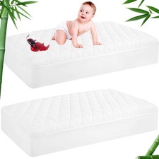 2 Pack Waterproof Crib Mattress Protector Rayon Made from Bamboo,Quilted Baby...
