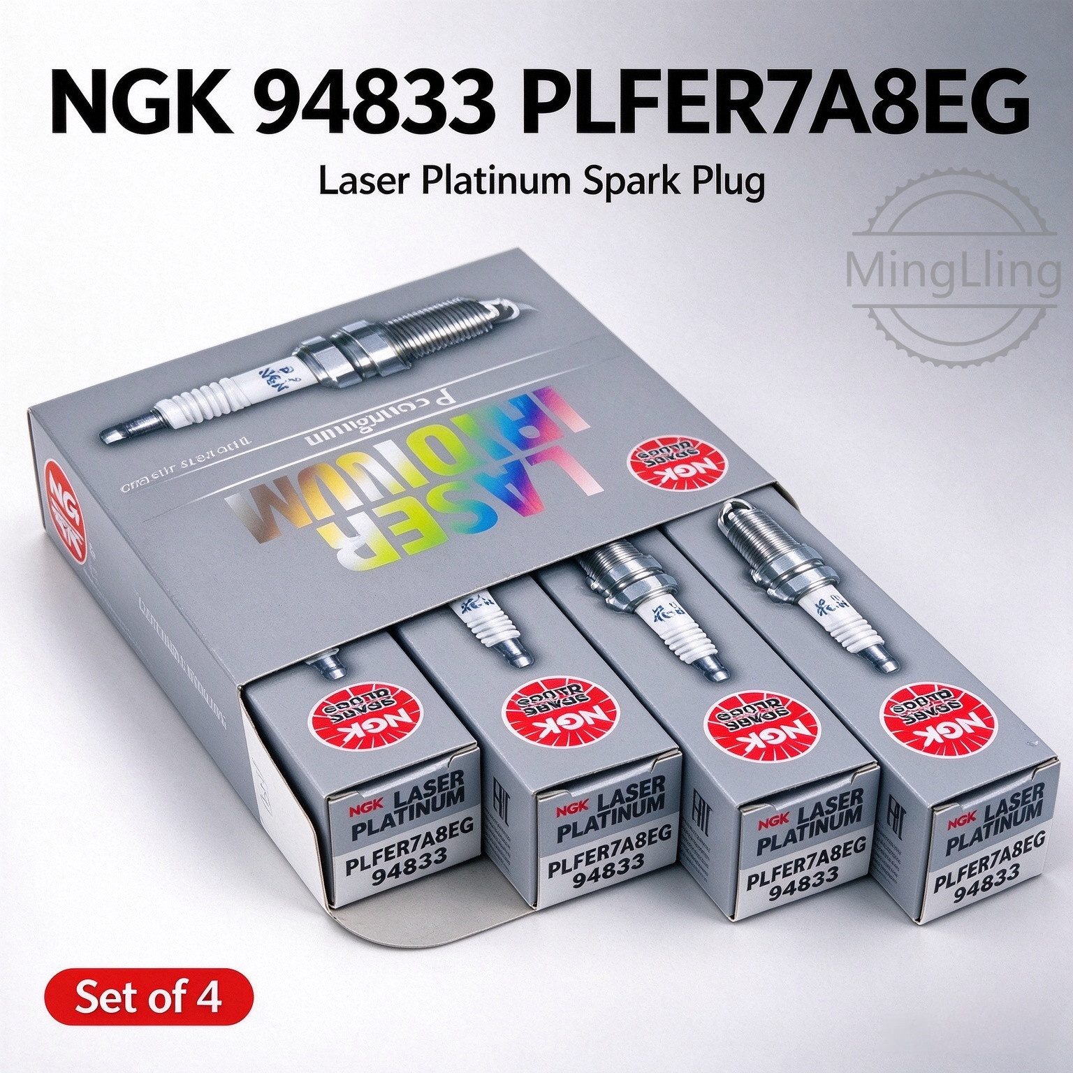 NGK 94833 PLFER7A8EG Laser Platinum Spark Plug 4PC Audi VW Porsche