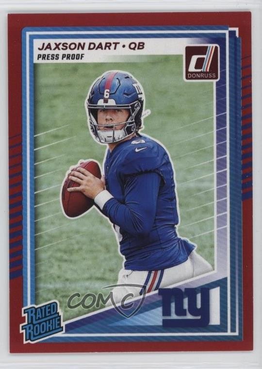 2025 Panini Donruss Rated Rookie Press Proof Red Jaxson Dart #400 Rookie RC