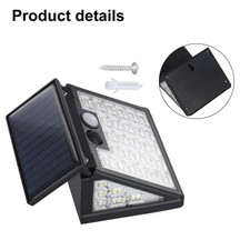 Lampe de Sécurité Solaire Extérieure avec 72 LED et Capteur PIR Support Mural
