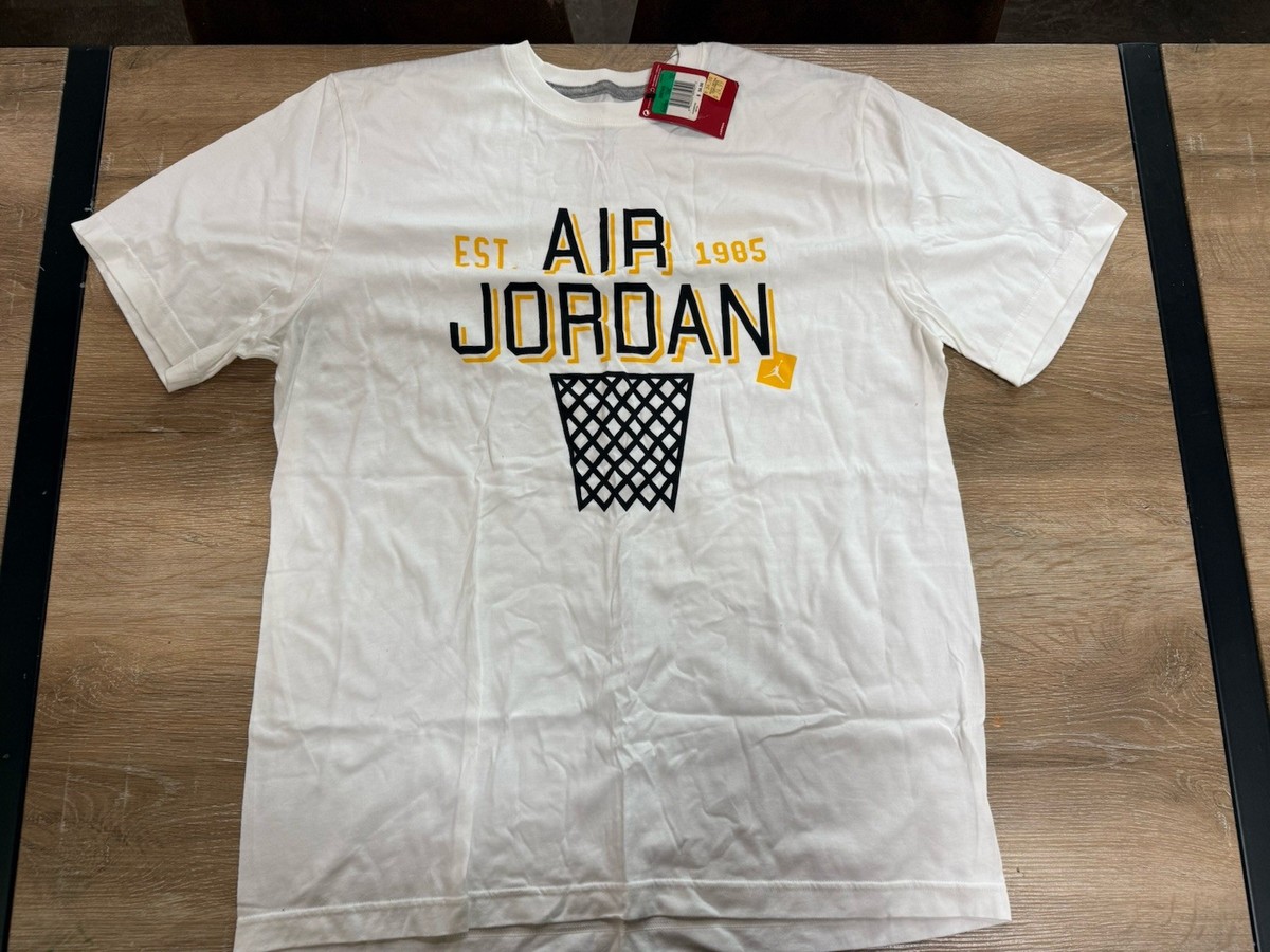 Men's Nike Air Jordan Tee Shirt XL White Yellow Jumpman 582863-100