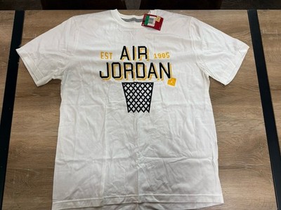 Men's Nike Air Jordan Tee Shirt XL White Yellow Jumpman 582863-100