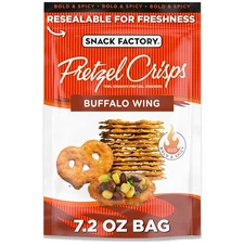 Snack Factory Buffalo Wing Pretzel Crisps, Non-GMO, 7.2 OZ Resealable Bag