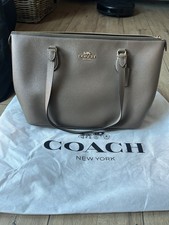 Coach Gallery Leather Tote Bag Beige Brown Leather Handbag