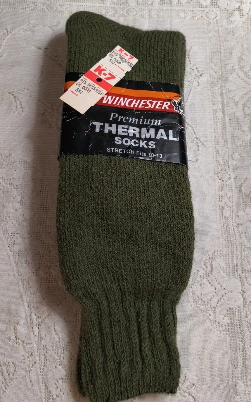 Vintage Winchester Thermal Socks Mens 10-13 Stretch Fit Green NWT USA