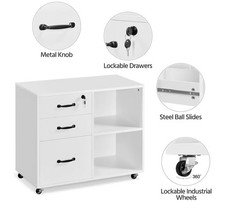 Cabinet File Mobile Letter Size File Organization Unit Printer Stand Office Home