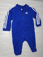 Genuine Adidas Blue Striped Track Suit Zip Pocket Coverall 12 Months 12M