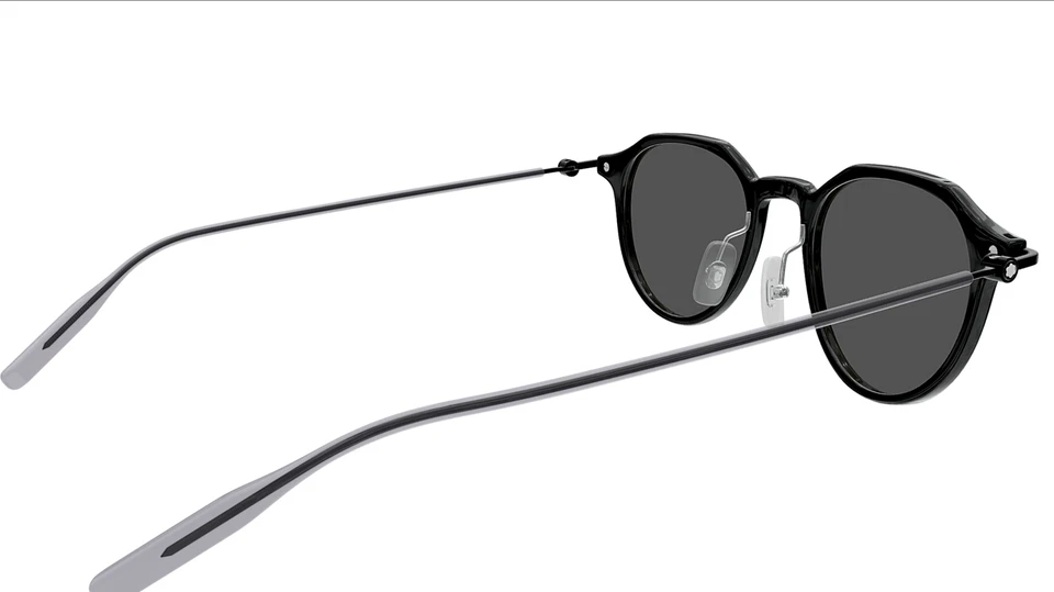 Gafas de sol redondas negras Montblanc MB0355S-001 - Diseño retro de templo de metal Foto 4 de 4