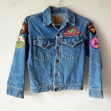 Vintage 70s Levi s orange tab denim jacket with patches size 14