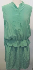 Chloe Vintage Y2K Emerald Green 100% Silk  Peplum Dress Open Back Lined Size 38