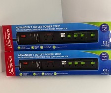 Lot Of 2 Sunbeam 7 Outlet Power Strip W Adjustable Threshold Surge Protector Lot Of 2 Sunbeam 7 Outlet Power Strip W Adjustable Threshold Surge Protector