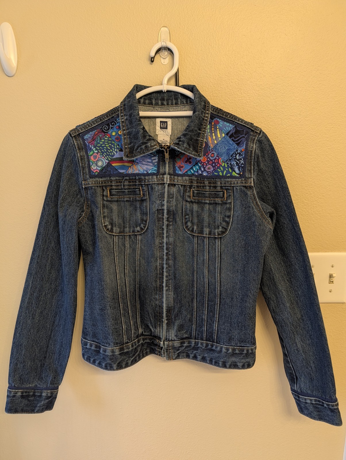 Hand Sewn Patchwork Jean Jacket Size Medium Misse… - image 4