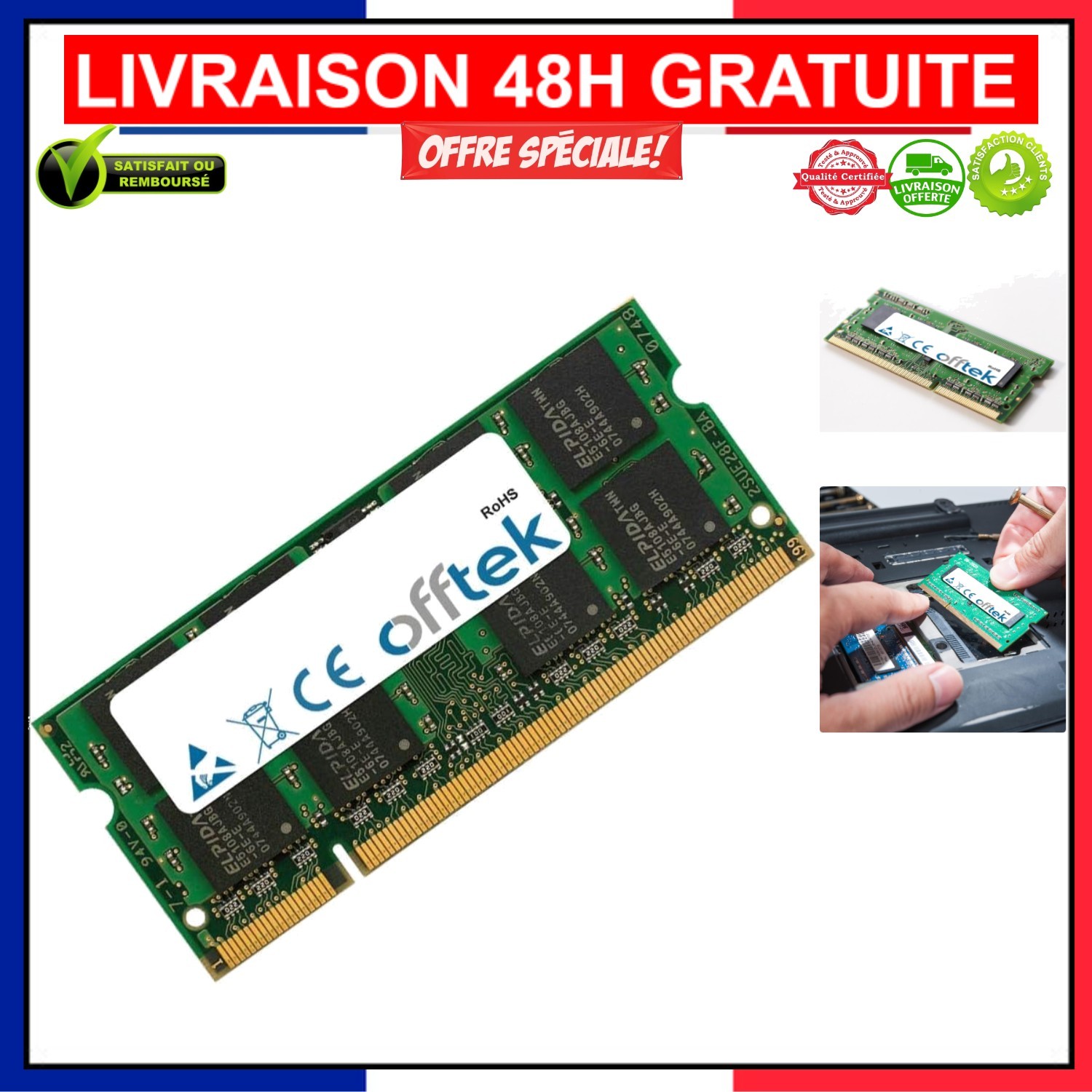 RAM DDR2 1Go OFFTEK SO-DIMM PC2-6400 pour Laptop ASUS