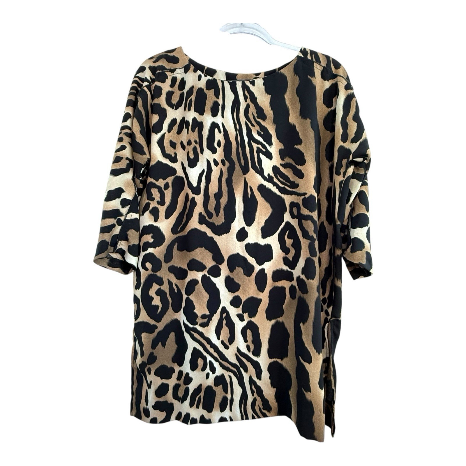 Sandro Ferrone Roma Size M 10 12 Aus (6 8 US) Leopard Print Longline Tunic Top