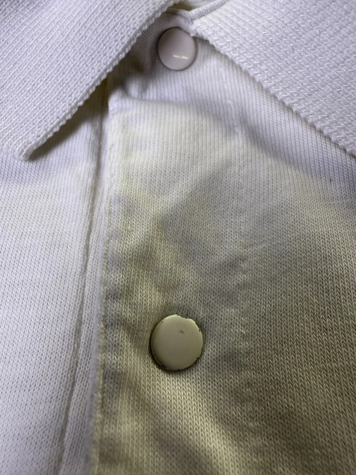 Vintage 1970-80's Adidas Polo Shirt Blue & White Short Sleeve Sportswear SMALL - Image 4 of 4