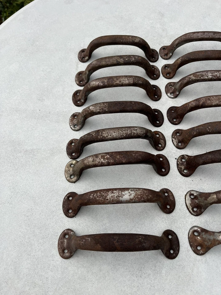 poignée Ancienne Tiroir Fer Lot 24 Poignées meuble de métier Pièce Authentique - Photo 2/4