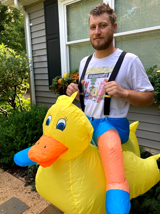 Halloween Adult Inflatable Costume Duck Blow up Farm Animal Party w/Suspenders