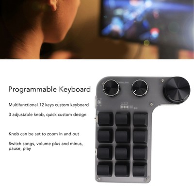 Programmable Keyboard With RGB 3 Knob 12 Keys BT DIY Multifunction Keypad Fo Fit