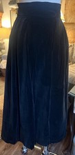 VTG 70  s Black Velvet Midi Skirt High Waist Size Small Goth Holiday Fancy
