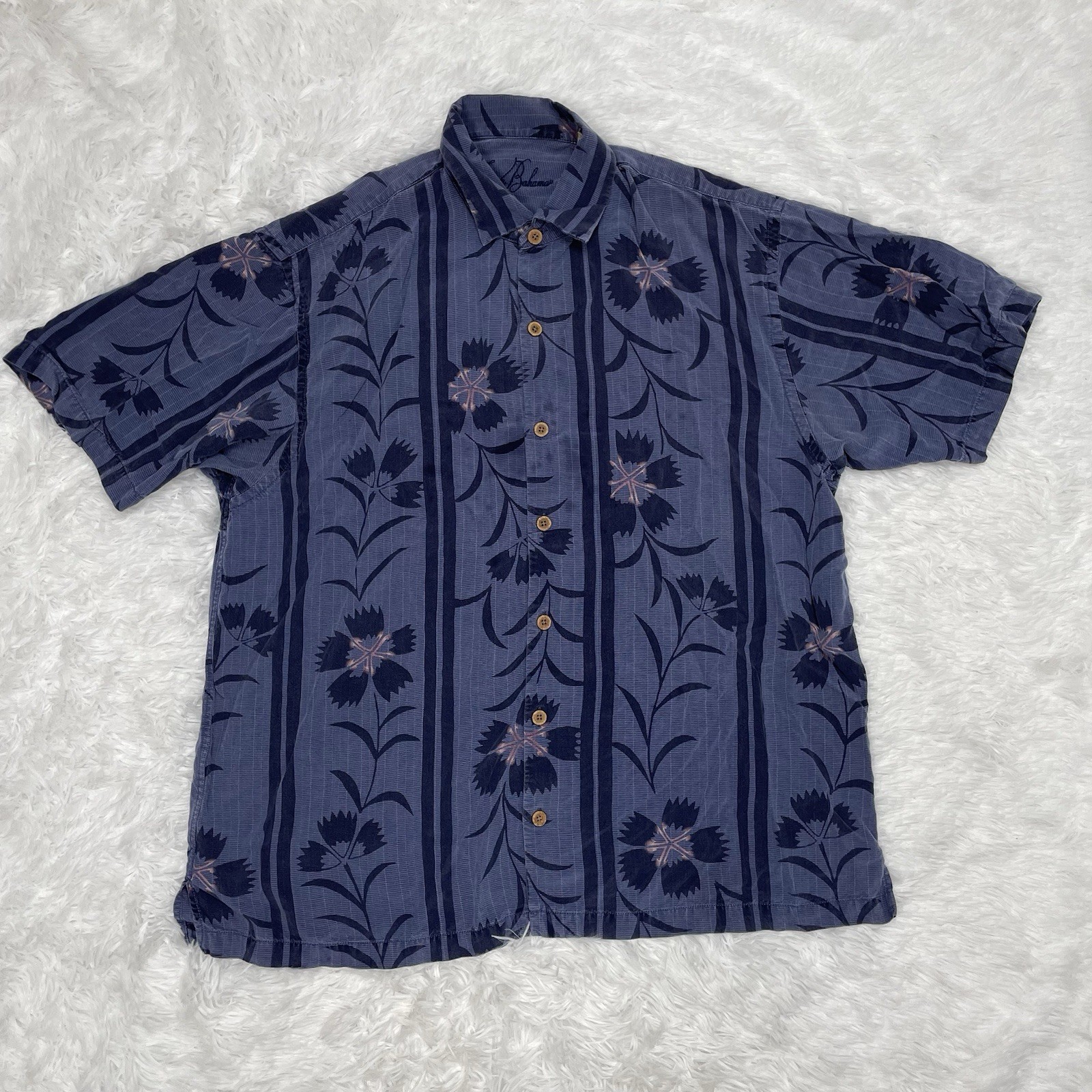 Tommy Bahama Men’s Hawaiian Shirt Size XL Blue Short Sleeve Tencel Floral Vacay