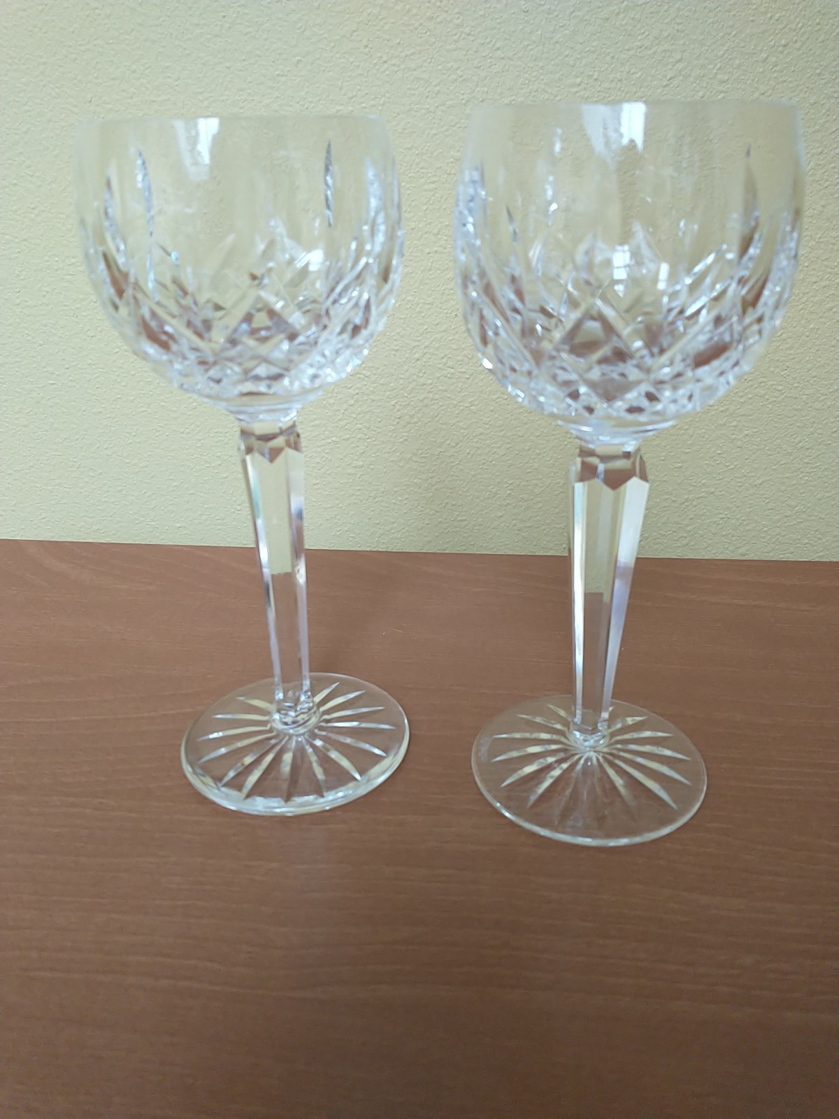 Vintage Waterford Crystal Lismore Balloon Wine Glasses Pair - Signed