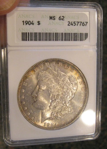 1904 Morgan Silver Dollar - old gen ANACS, MS 62, Tougher Date/mint, 5230