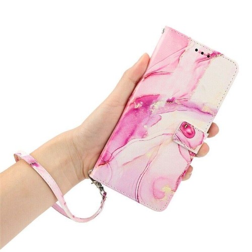 Luxury Strap Leather Marble Wallet Cover Case For 16 15 14 13 12 11 Pro Max 8 7 - Picture 31 of 47
