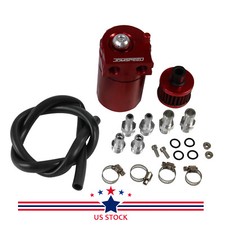 Red Oil Catch Reservoir Breather Can Tank Filter Kit Cylinder Aluminum Engine