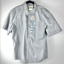 Carharrt Men L Gray Plaid Relaxed Fit FastDry Stain Breaker Short Sleeve Shirt