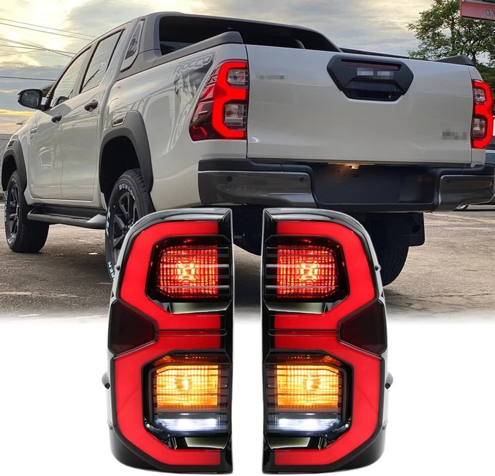 Smoked LED Tail Lights For Toyota Hilux Revo 2016-2022 Dynamic Turn Signal Lamp