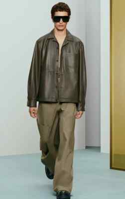 Zara limited edition srpls mens regular fit leather jacket grren