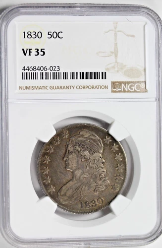 1830 Capped Bust Half Dollar : NGC VF35