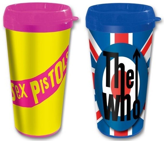 OFFICIAL BOXED TRAVEL MUG - SEX PISTOLS NMTB LOGO / THE WHO UNION